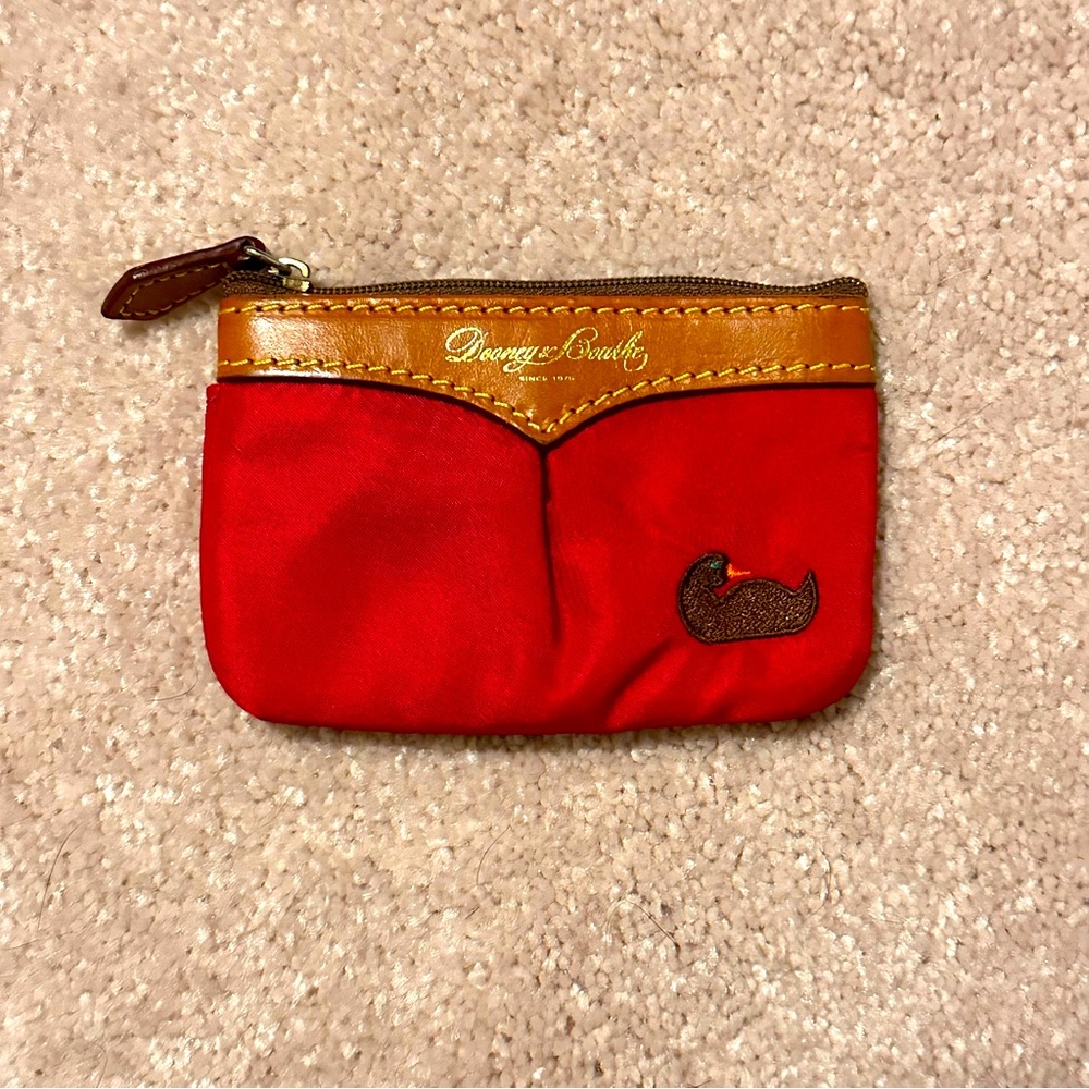 Dooney & Bourke Red Coin Pouch with Tan Trim